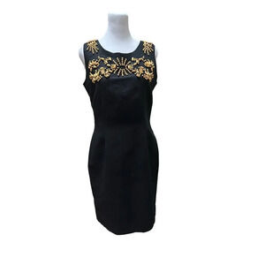 Adam Douglass for Adrianna Papell Vintsge Size 10 Black Beaded Cocktail Dress